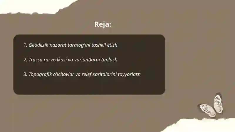 Yol qurilishida bajariladigan geodezik rejalash ishlari bosqichlari 2