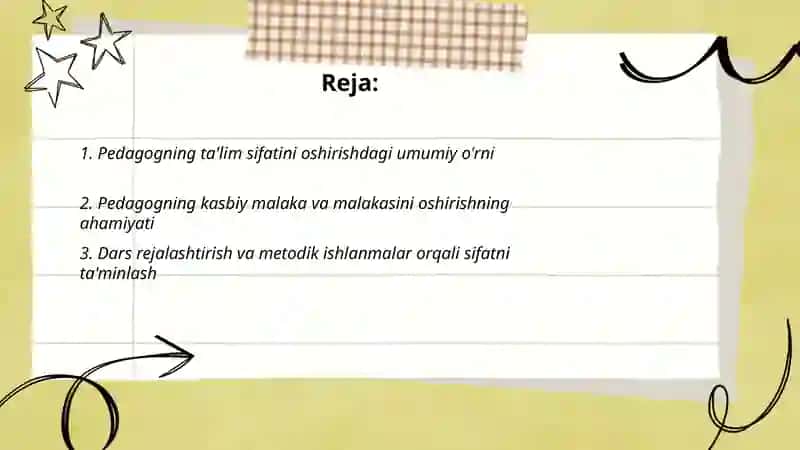 Pedagogning Ta'lim Sifatini Oshirishda Pedagogning O'rni 2