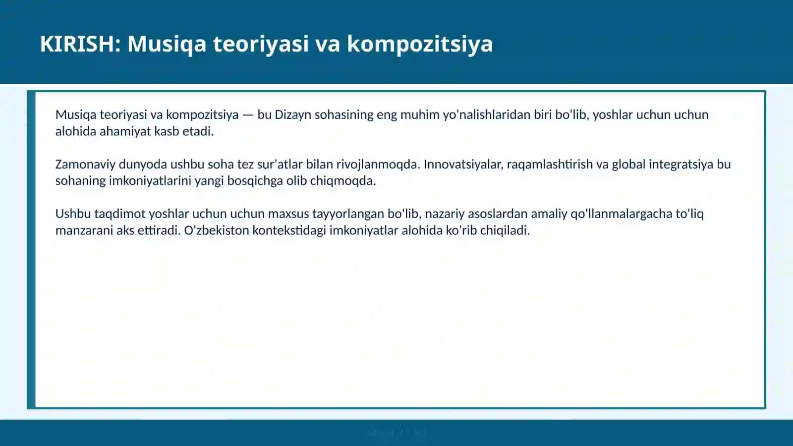 MUSIQA TEORIYASI VA KOMPOZITSIYA 2