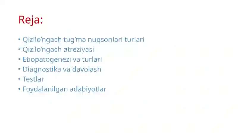 Qizilo’ngach tug’ma nuqsonlari 2