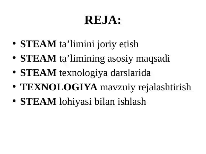TEXNOLOGIYADARSLARIDA STEAM TA’LIMI 2
