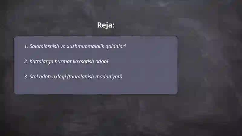 Kundalik odob axloq qoidalari 2