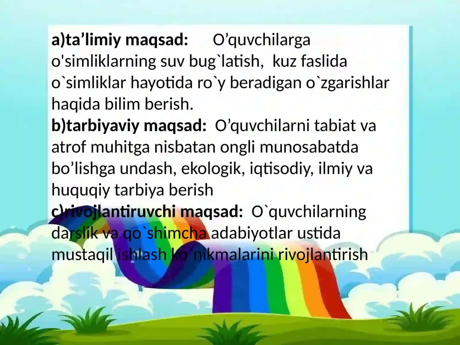 Barglarning suvbug’latishi 2