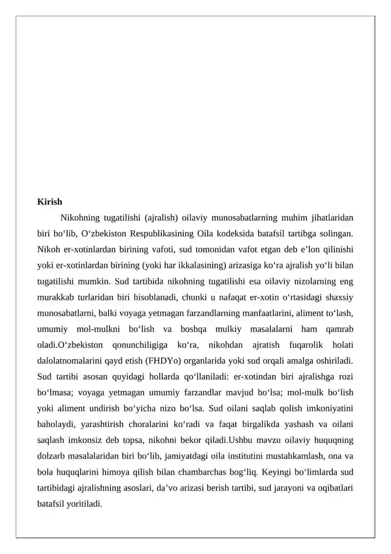 Sud tartibida nikohning tugatilishi 2