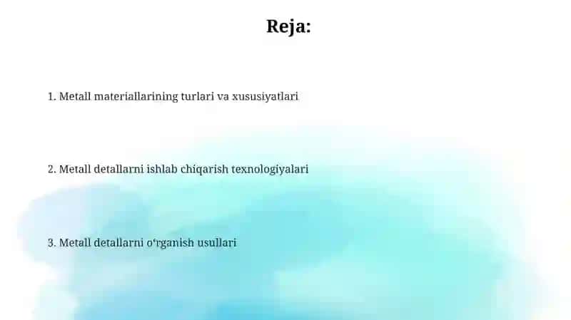 Metall Materiallarining Xususiyatlari 2
