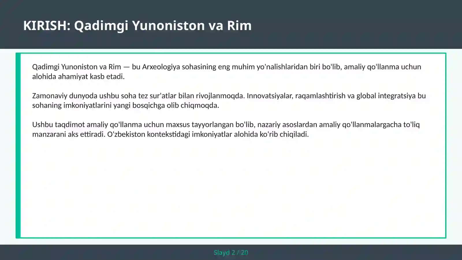 Qadimgi Yunoniston va Rim 2