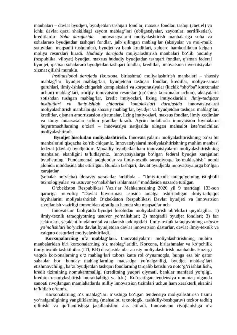 11-mavzu: Innovatsion faoliyatni moliyalashtirish 2
