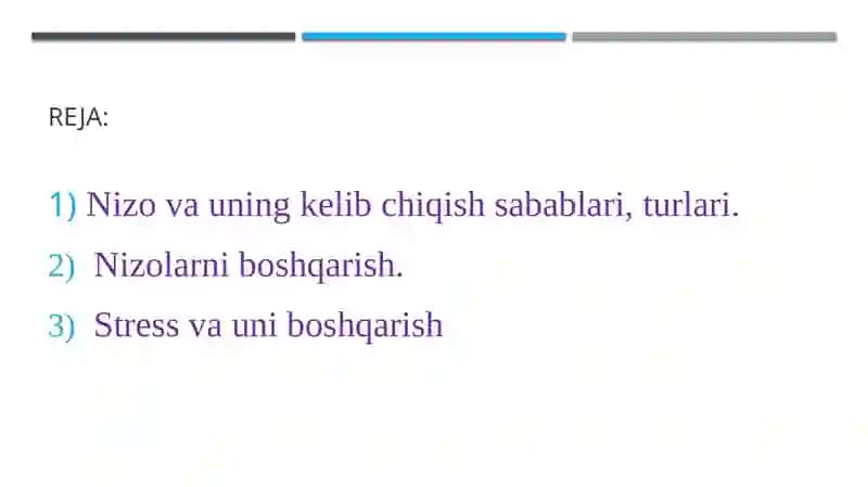 Nizo va stresslarni boshqarish 2