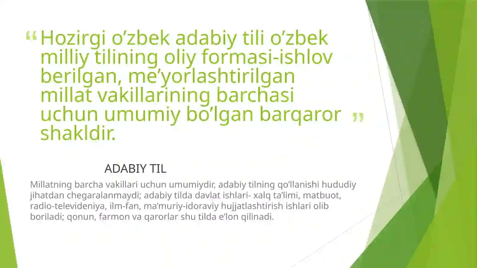 Hozirgi o’zbek adabiy tili kursining maqsadi va vazifalari 2