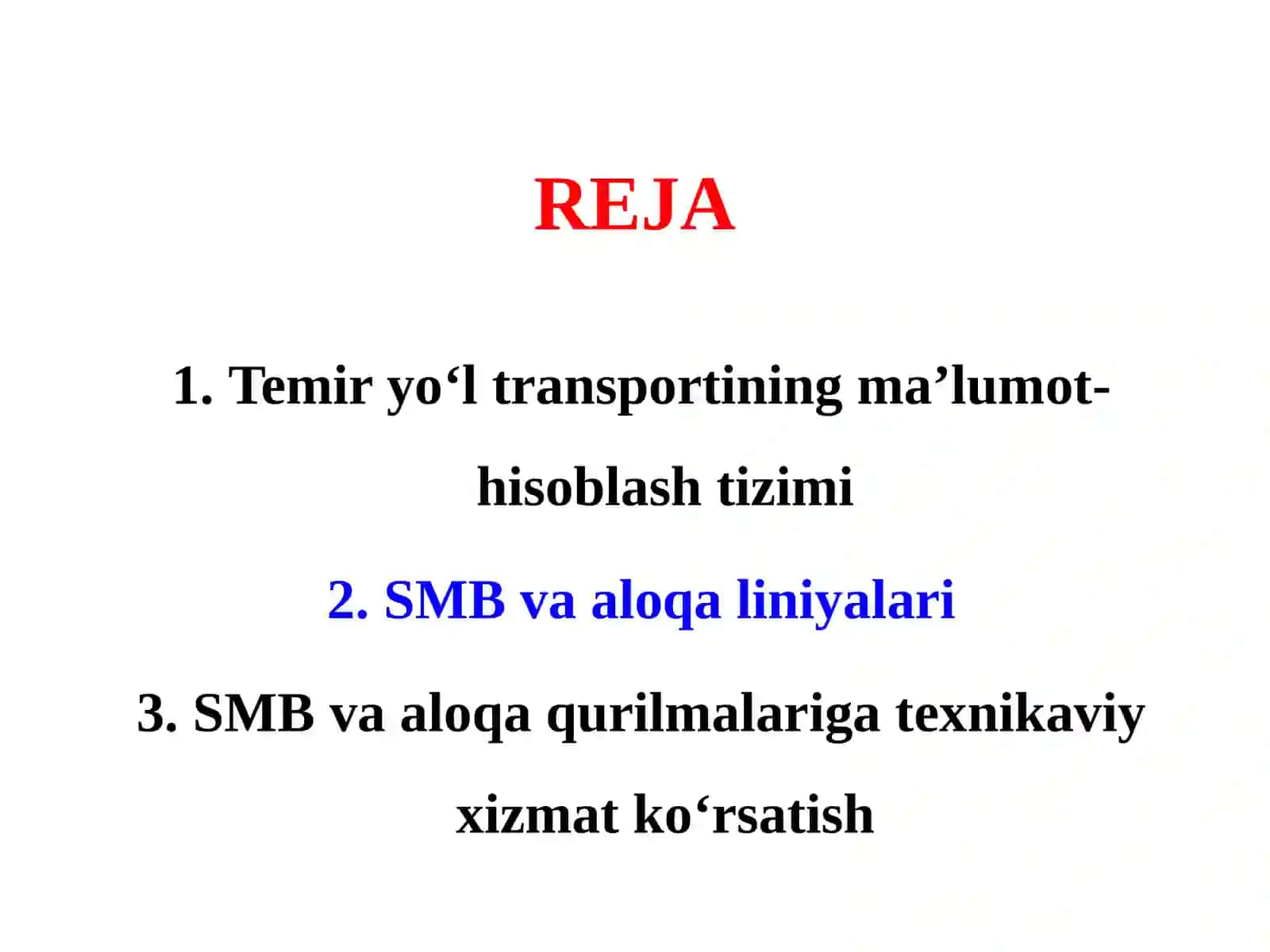 TEMIR YO‘L TRANSPORTIDA ALOQA VA HISOBLASH TEXNIKASINING INSHOAT VA QURILMALARI 2