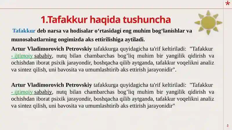 Tafakkur, Nutq va Intellekt 2