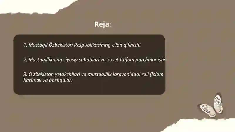 Mustaqil Õzbekiston Respublikasining tashkil topishi va uning tarixiy ahamiyati 2