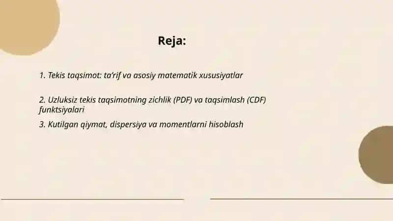 Tekis taqsimlangan tasodifiy miqdorlarni modellashtirish 2