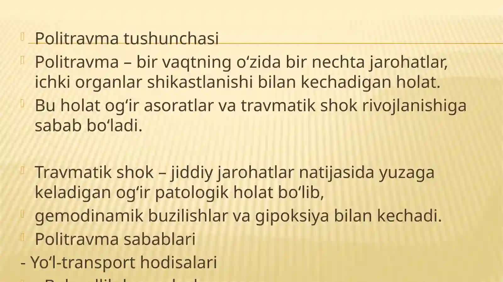 Politravma. Travmatik shok 2