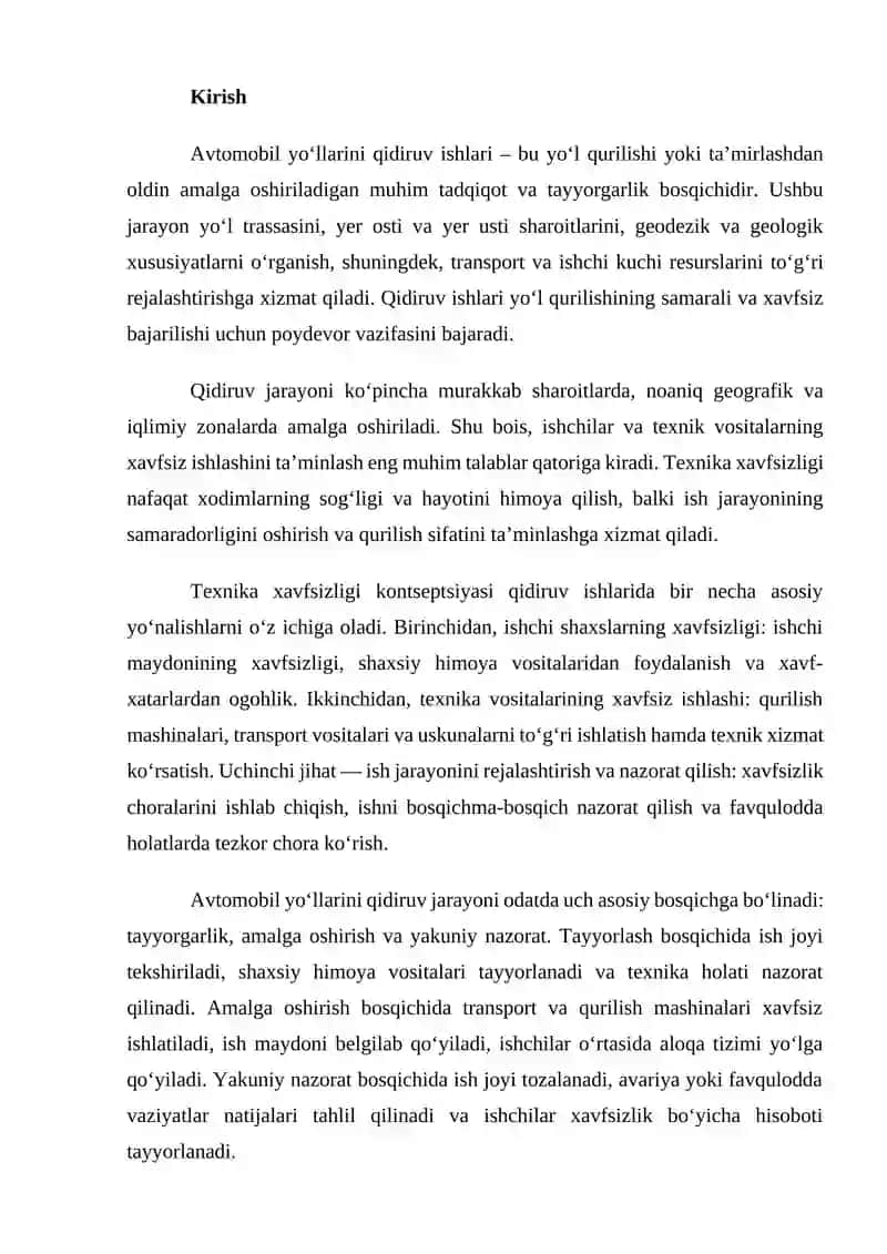 Avtomobil yo‘llarini qidiruvda texnika xavfsizligi 2
