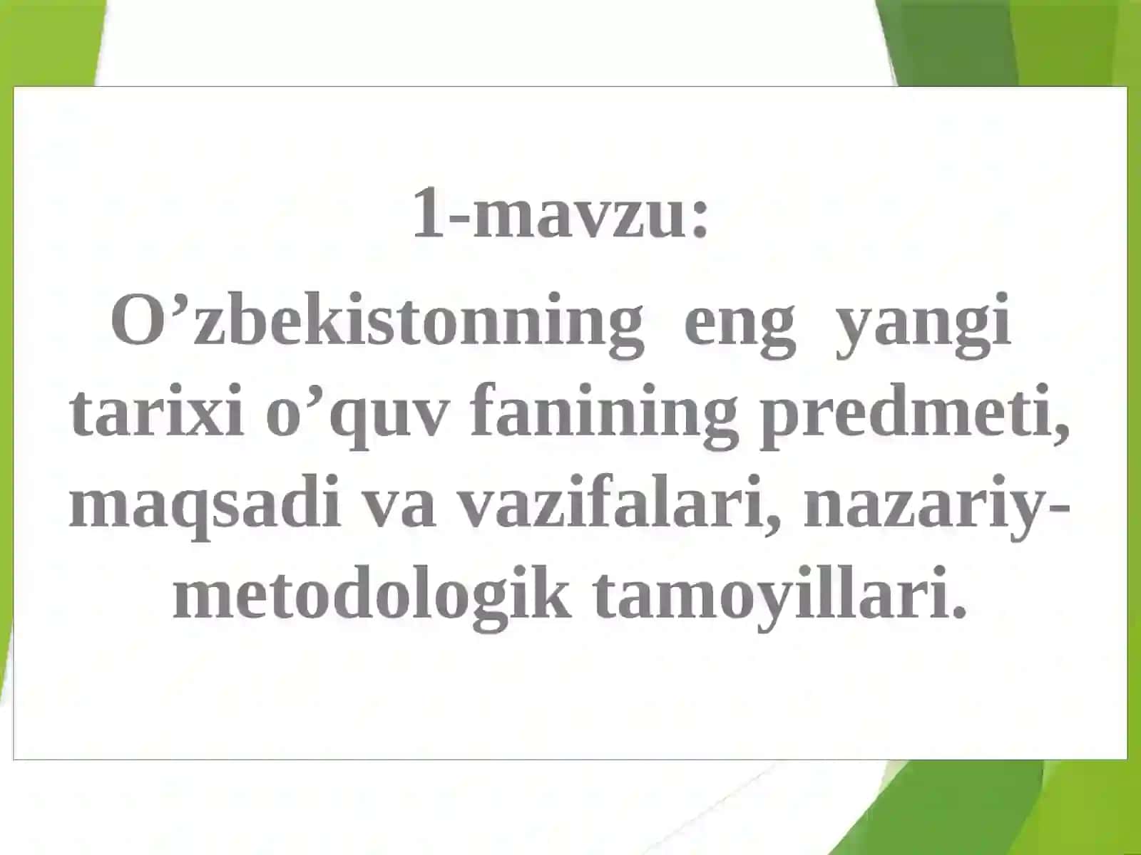 O’ZBEKISTONNING ENG YANGI TARIXI FANIDAN TAQDIMOT 2