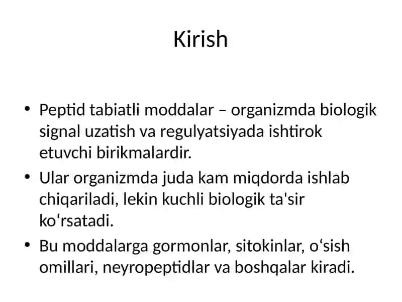 Peptid tabiatli fiziologik faol moddalar 2