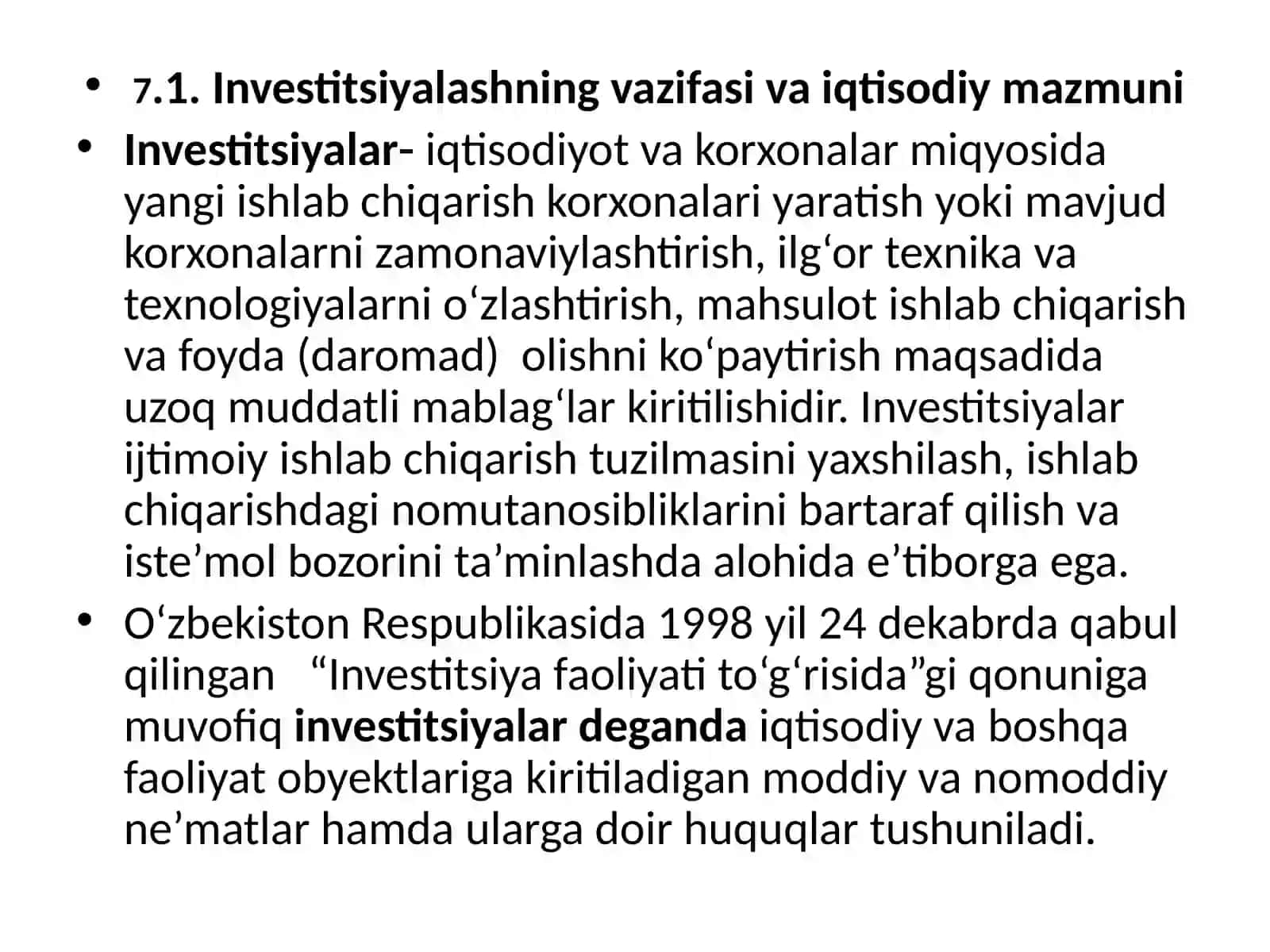 Korxonaning investitsion va innavatsion faoliyati 2