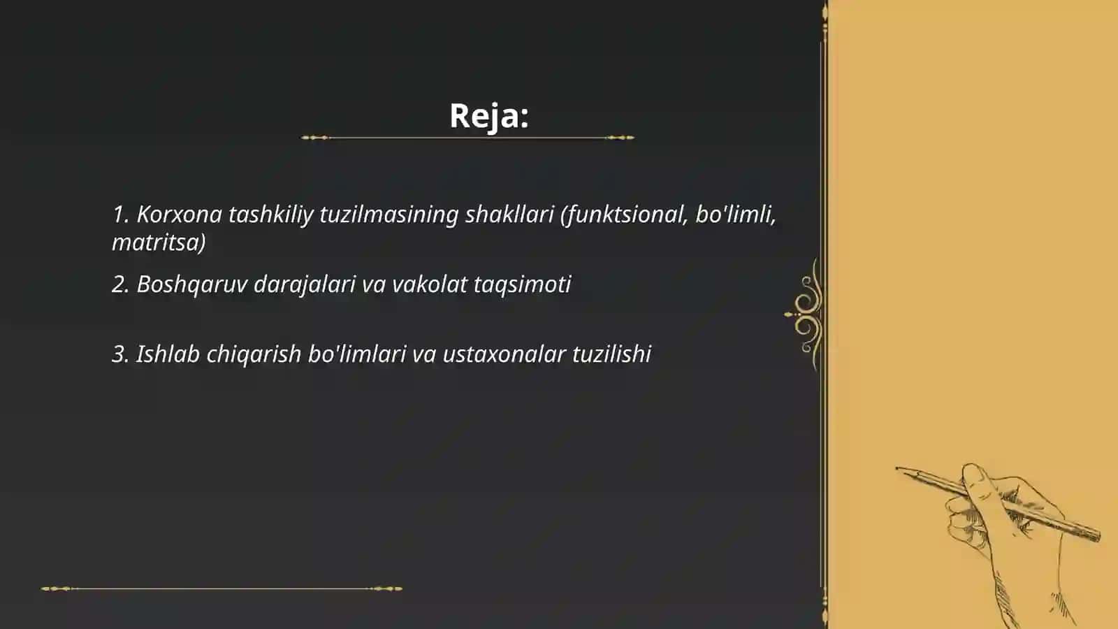 Korxonaning tashkiliy va ishlab chiqarish tuzilmasi 2