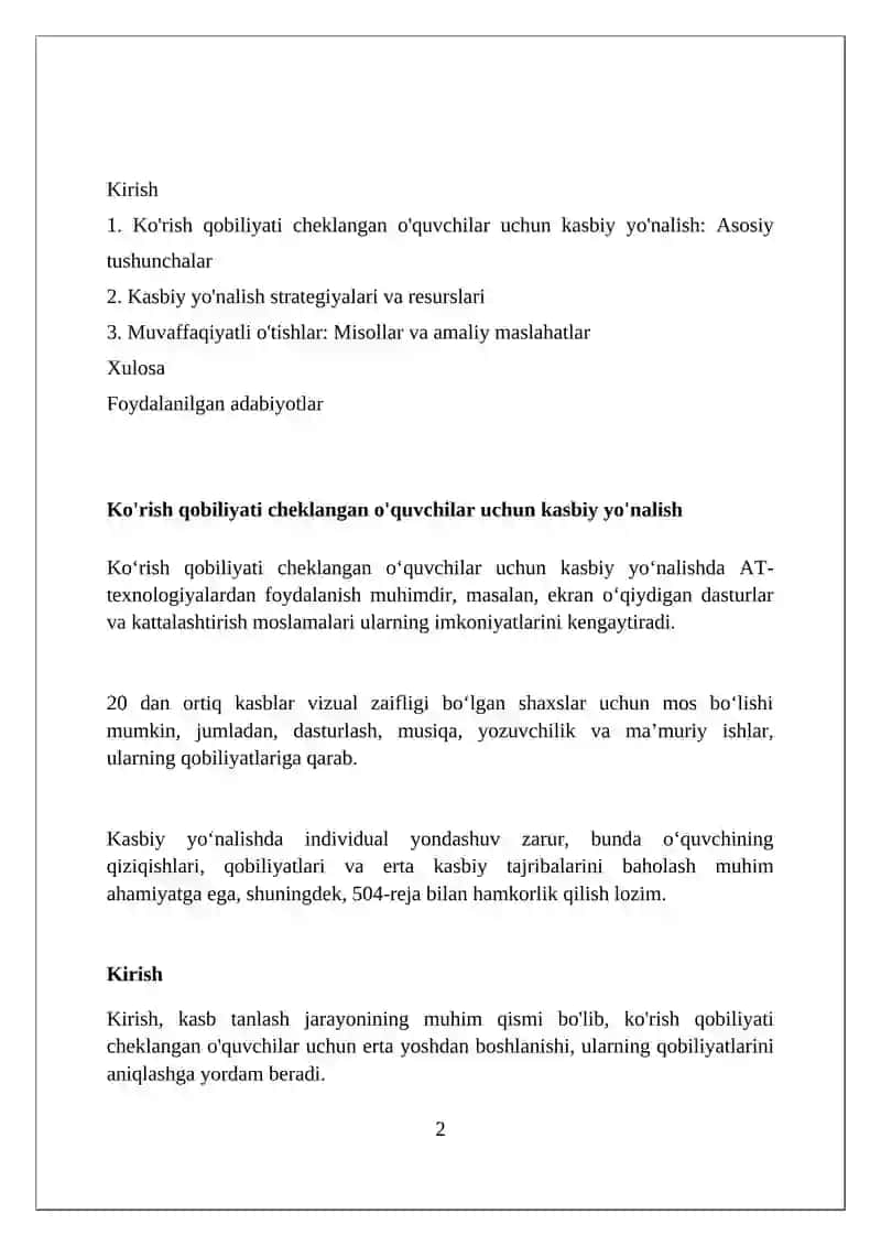 Kasbiy Yo'nalishda Korsatilgan Muvaffaqiyat 2