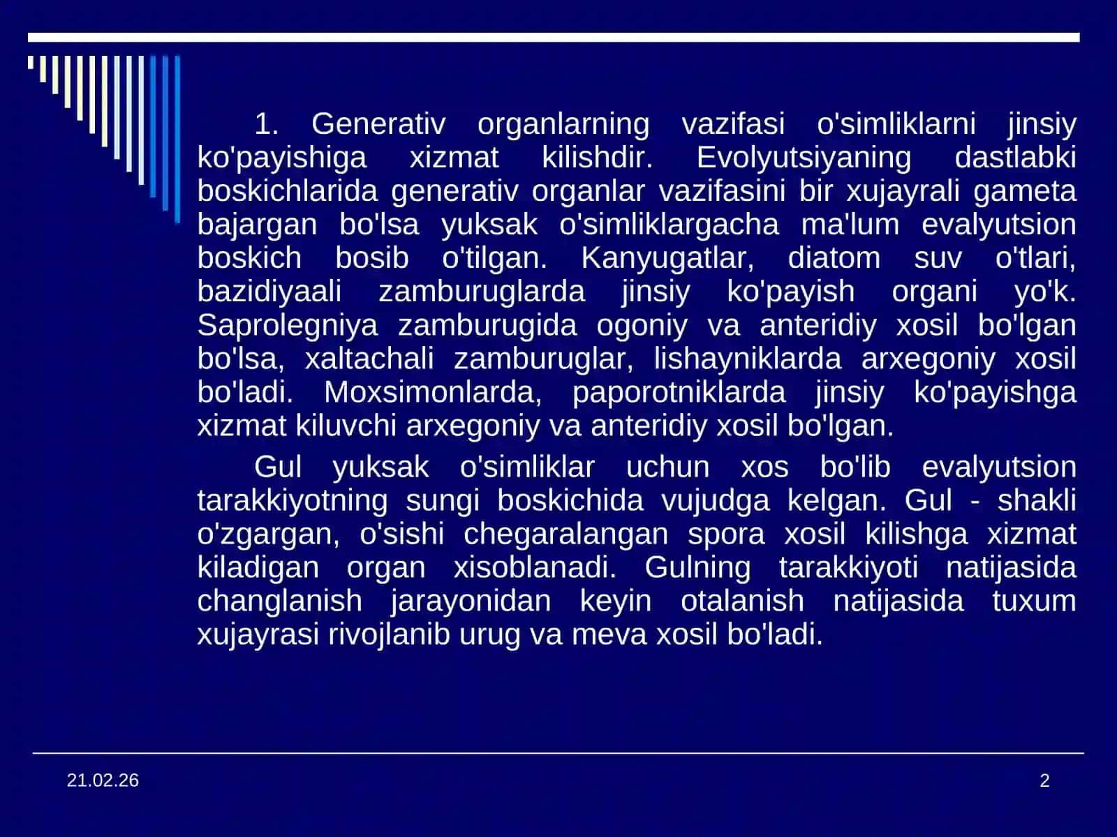 O’simlikning generativ a’zolari 2