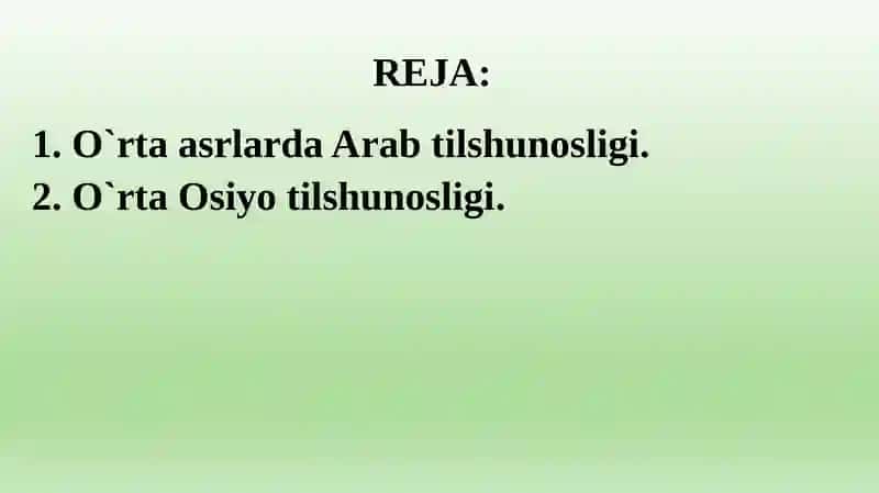 O‘RTAASRLARDAARABVAO‘RTA OSIYO TILSHUNOSLIGI 2