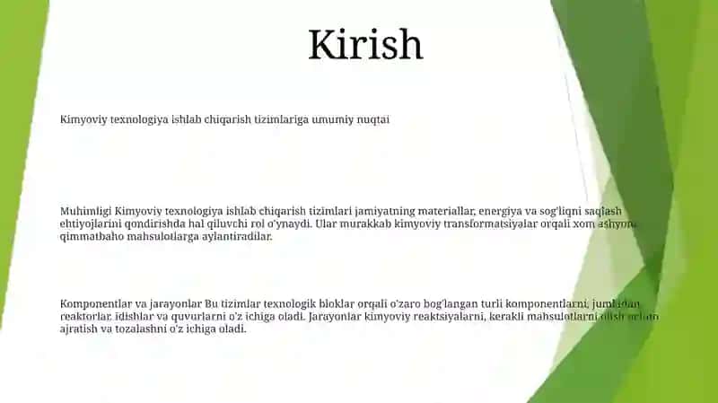 Kimyoviy Texnologiya Ishlab Chiqarishning Tizimlari 2