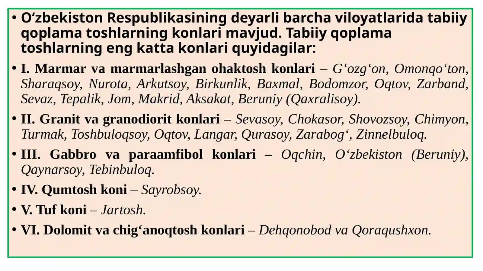 Dekorativ toshlar asosiy konlari 2