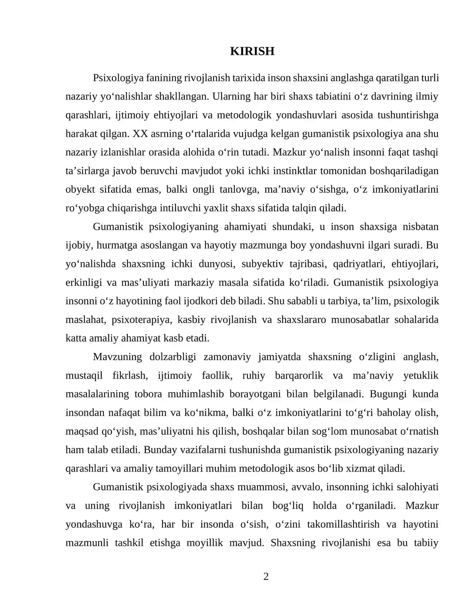 GUMANISTIK PSIXOLOGIYADA SHAXS 2