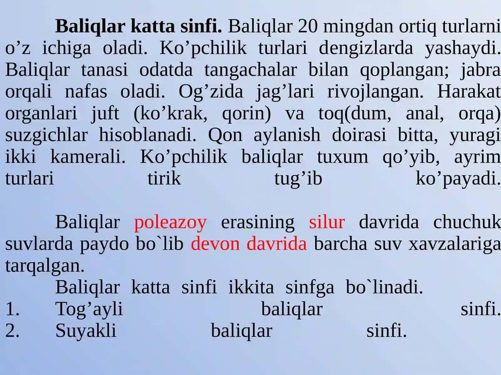 Baliqlar katta sinfi 2