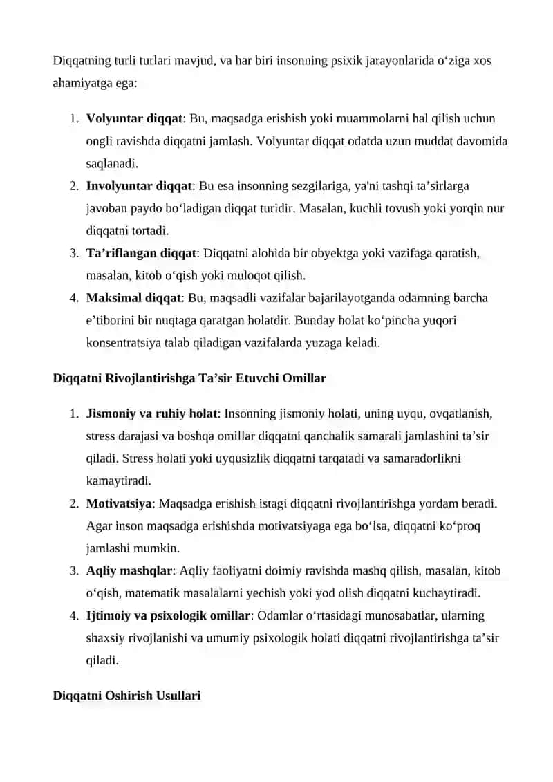 Diqqatning Aqliy Faoliyatidagi Muhim Roli 2