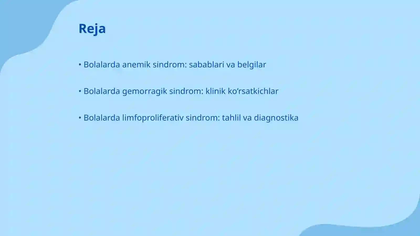Bolalarda qon yaratish aʼzolarini jarohatlanish sindromlari 2