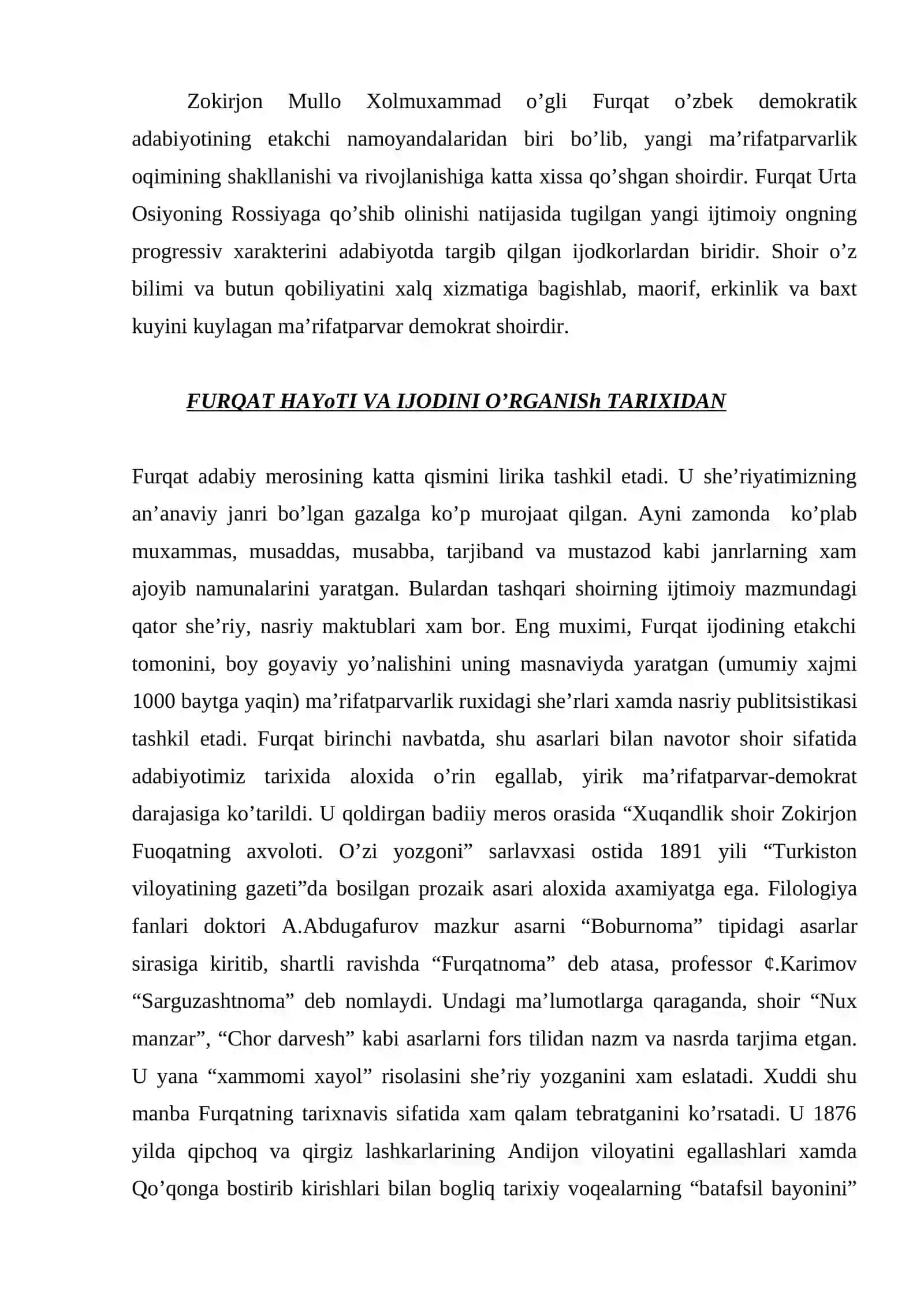 Zokirjon Xolmuhammad o’gli Furqat 2