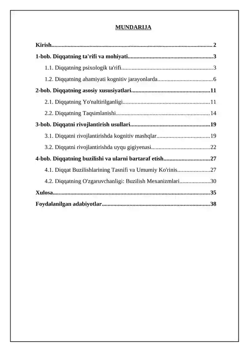 Diqqat xususiyatlari 2