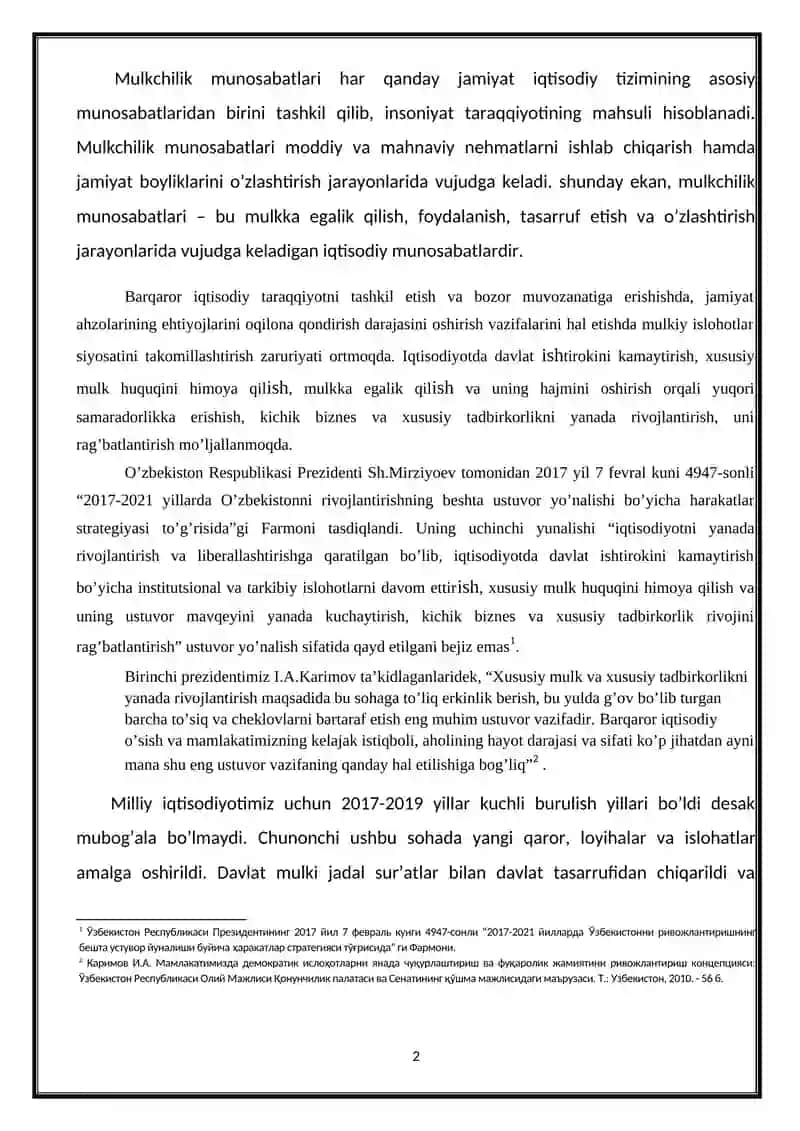 Mulkchilik shakllari o‘zgarishining yo‘llari va usullari 2