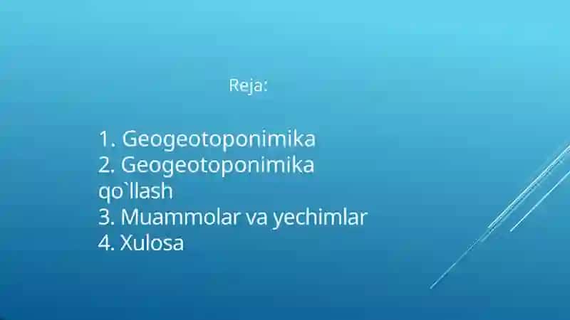 Geogeotoponimik Ma'lumotlar Maktab 2