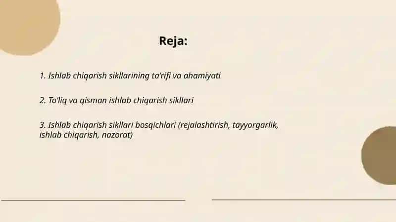 Ishlab chiqarish sikillari 2
