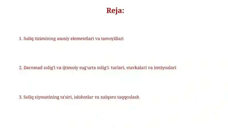 Soliq tizimining asosiy elementlari va tamoyillari 2
