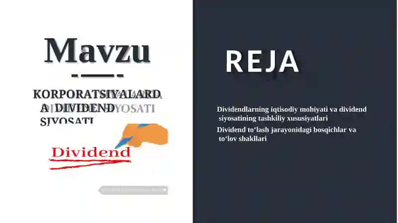KORPORATSIYALARDA DIVIDENDSIYOSATI 2