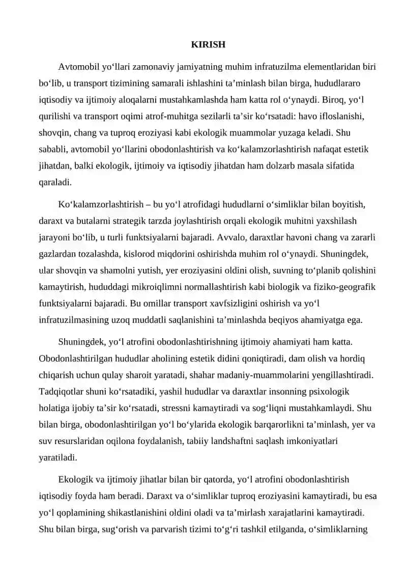 AVTOMOBIL YO’LLARINI OBODONLASHTIRISH 2