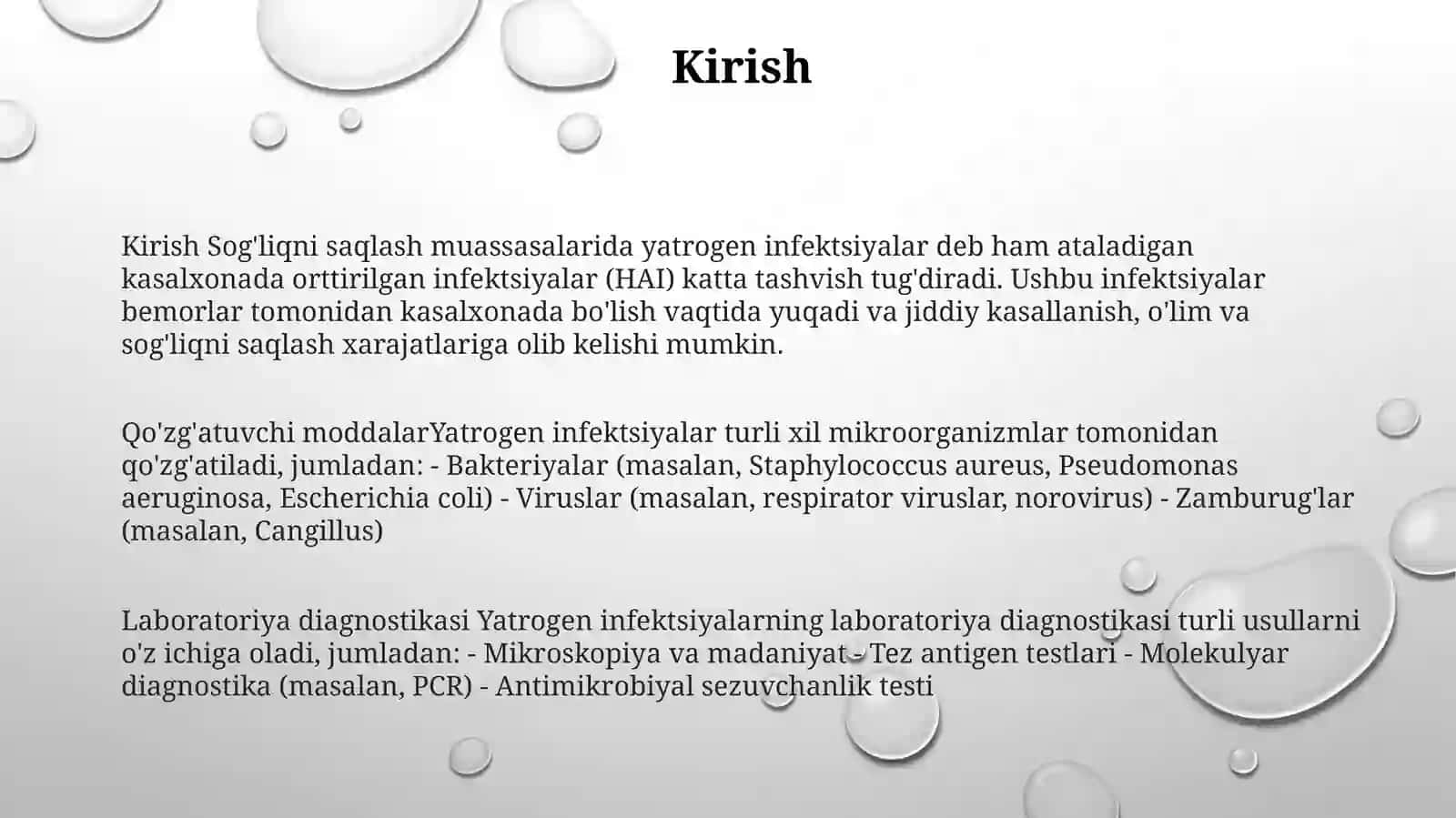 Kasalxona Ichida Tarqaluvchi(Yatrogen) Yuqumli Kasalliklar Qo‘Zg‘Atuvchilari Va Ularni Laboratoriya Tashxislari 2