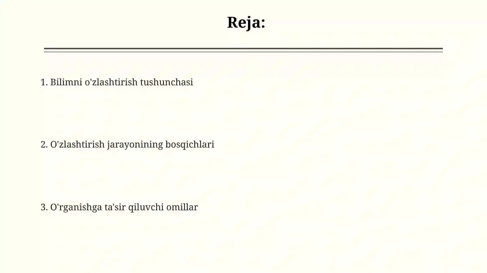 Psixologiyada bilimni o'zlashtirish 2