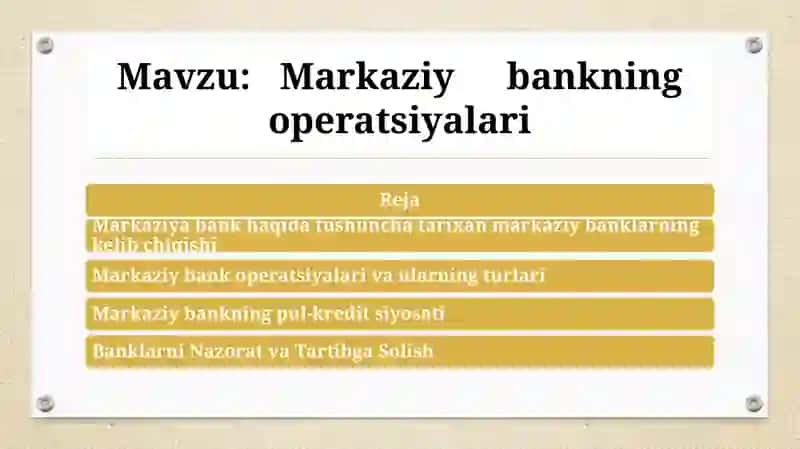 Markaziybankning operatsiyalari 2