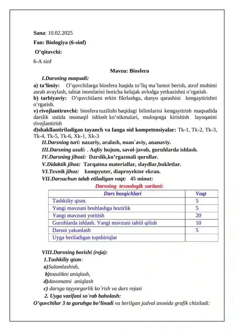 BIOLOGIYA O’QITISH METODIKASI 2