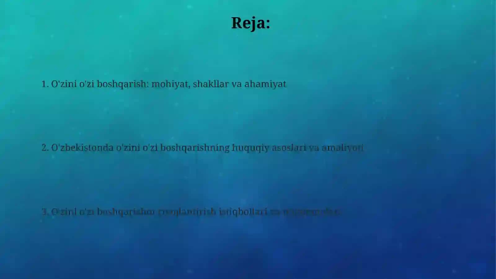 O'z-o'zini boshqaruv ildizlari 2