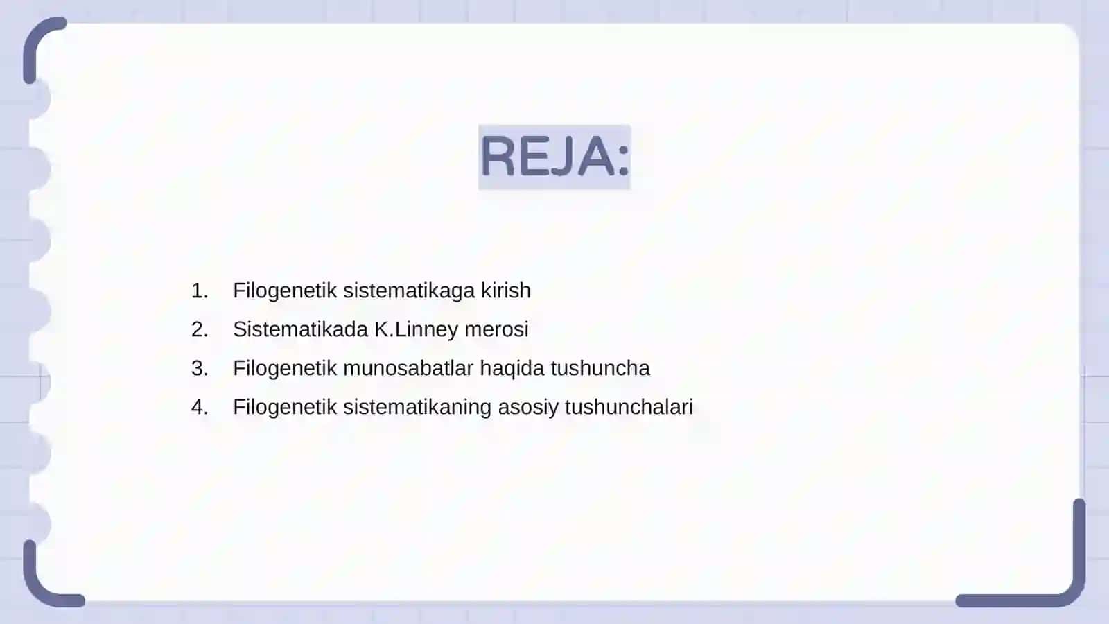 Filogenetik sistematikaning mohiyati K.Linney sistematikasi 2