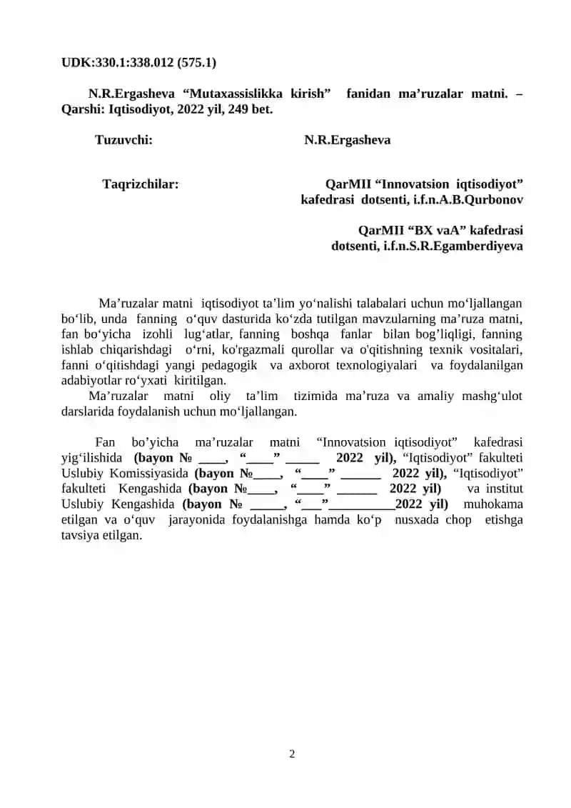 Mutaxassislikka kirish 2