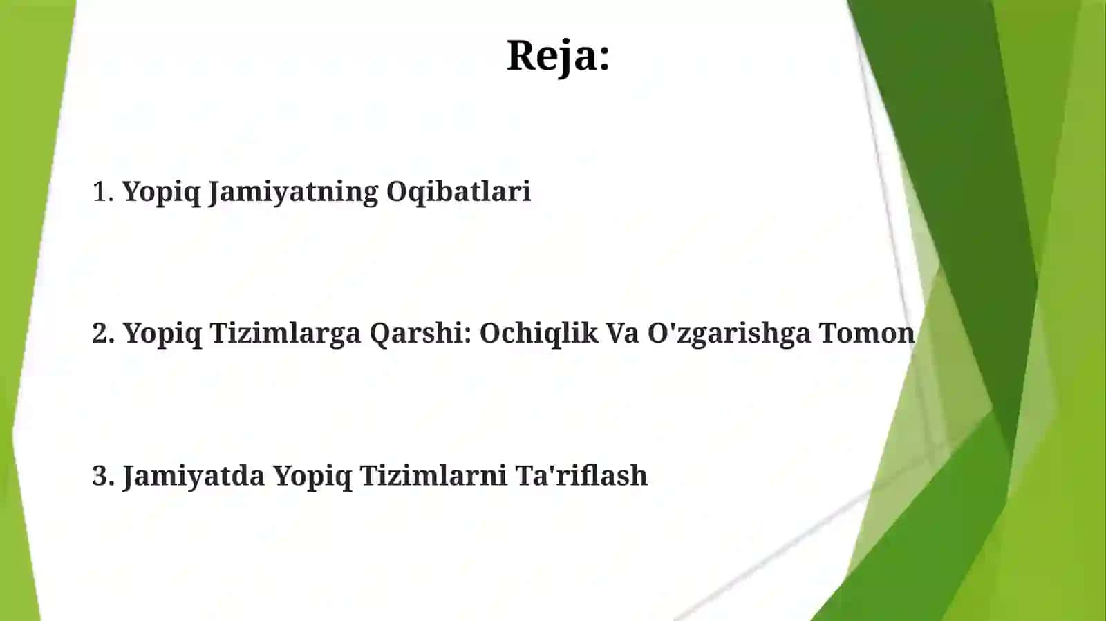 Yopiq Tizimlar 2