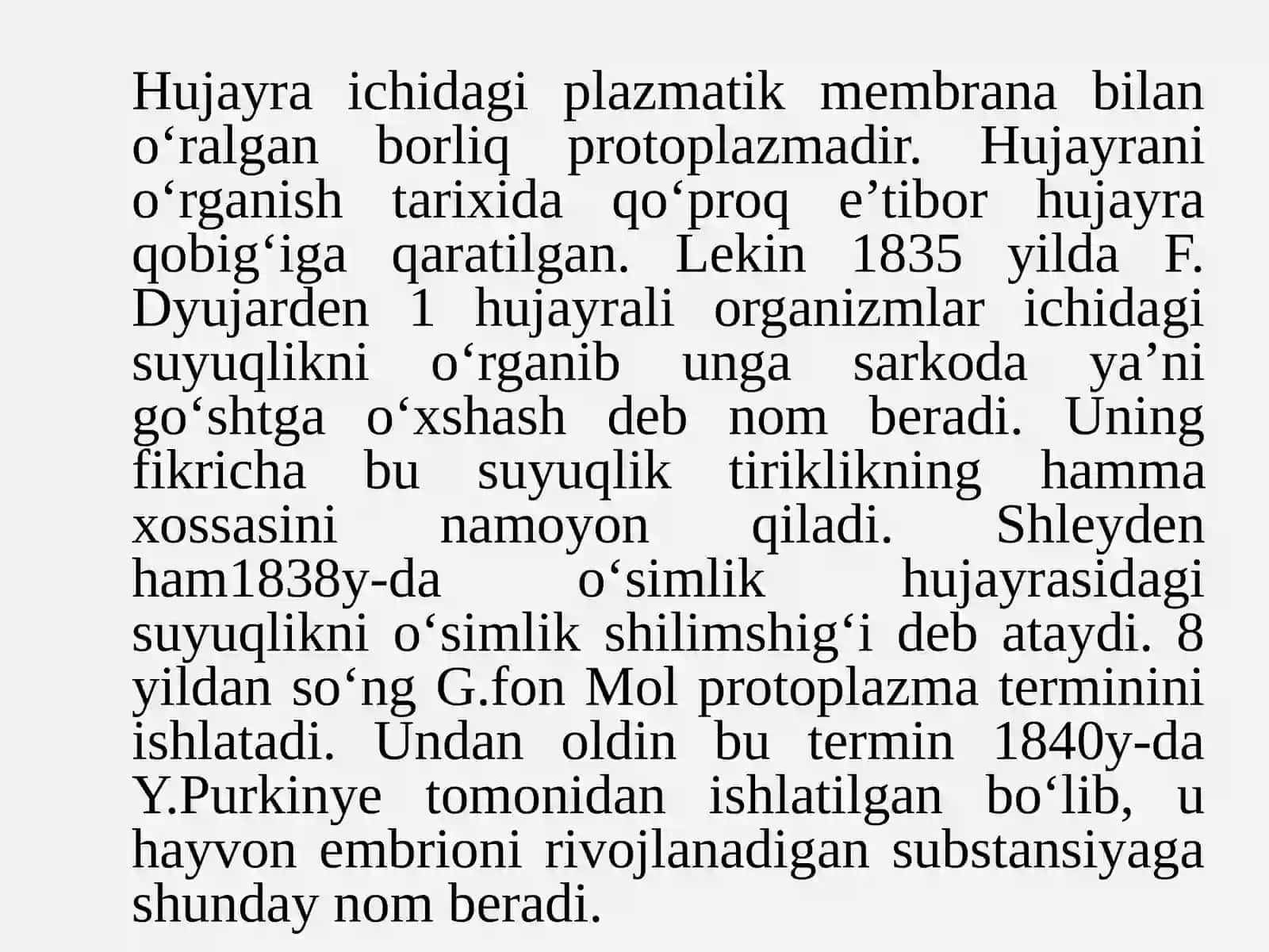 F. Dyujarden hujayrali organizmlar 2