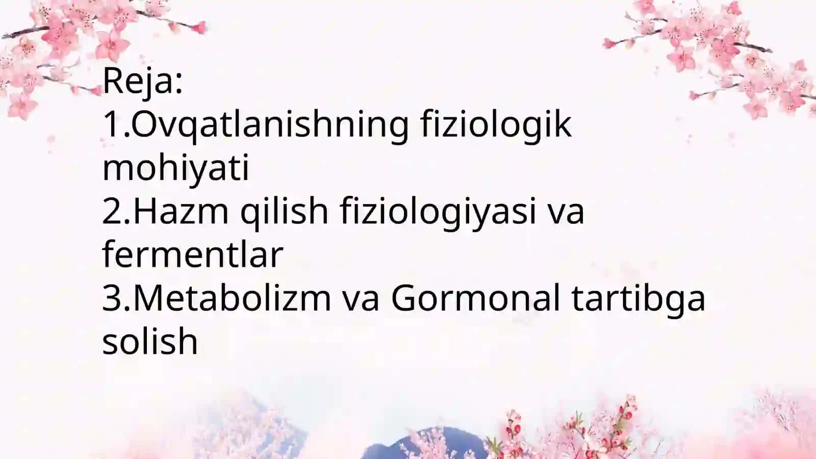 "TOʻGʻRI OVQATLANISH ASOSLARI“ 2